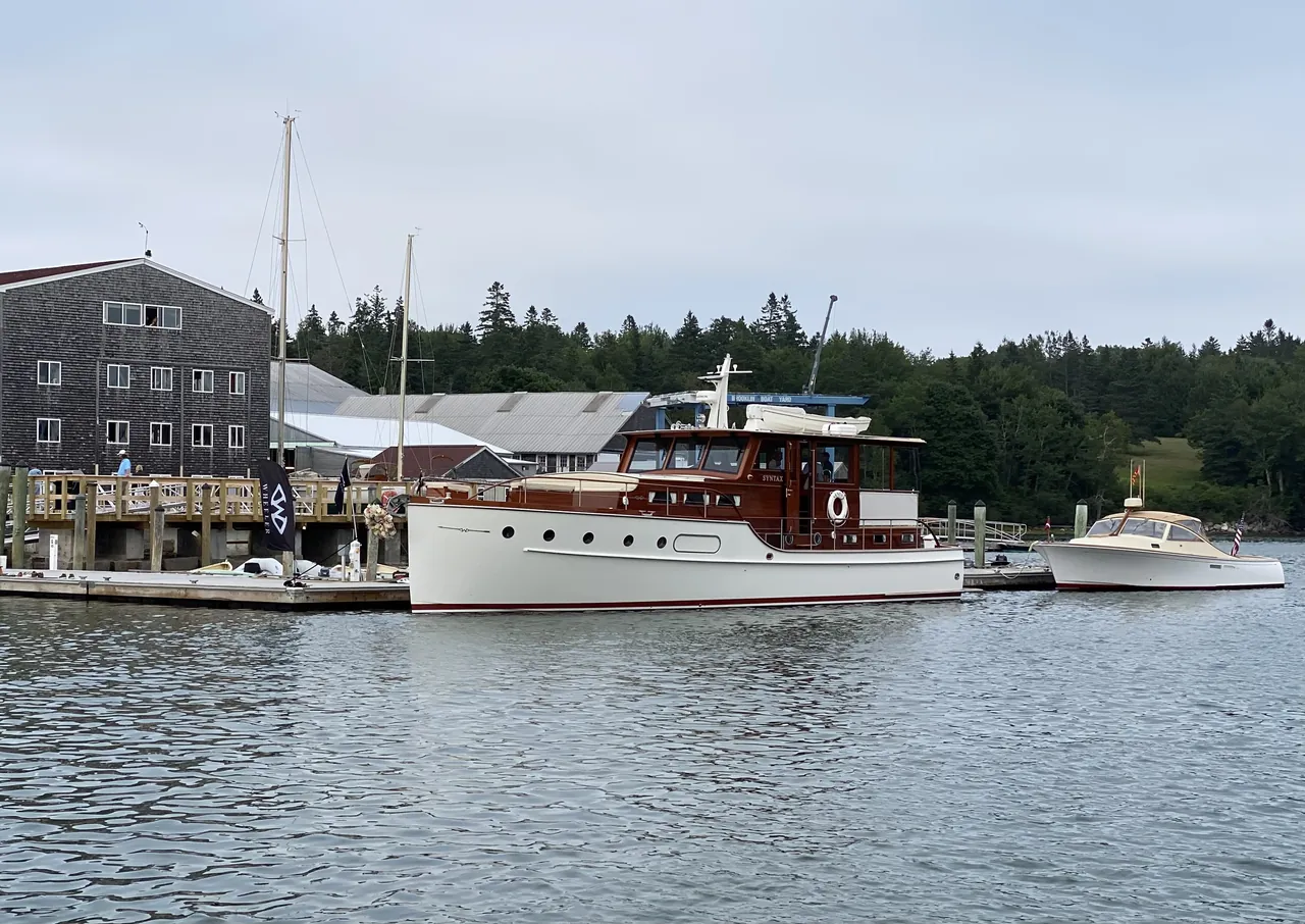 Wheeler 55 Syntax moored at Brooklin Boat Yard