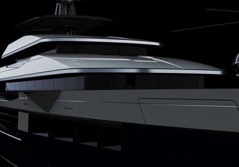 90 meter yacht concept, helipad deck rendering